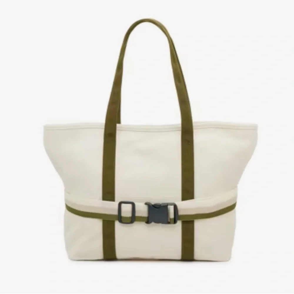 DSW Cream and Olive Tote Bag - Picture 1 of 7